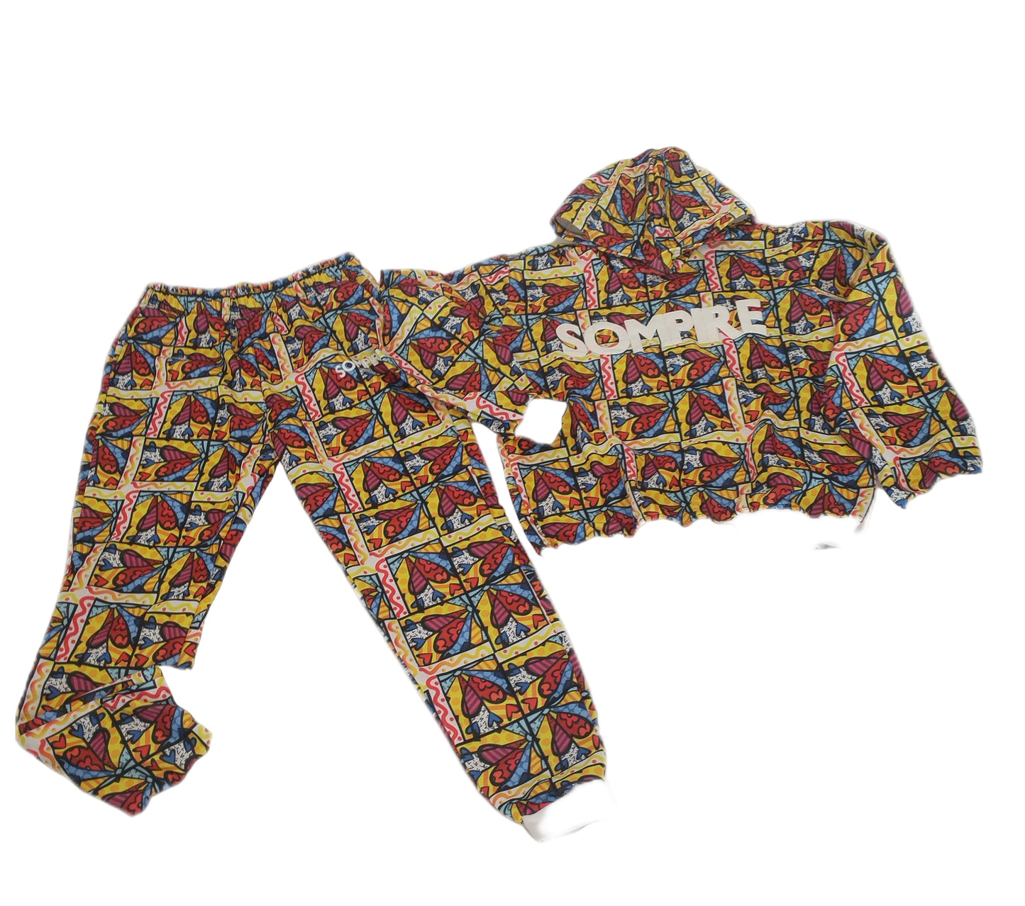 Rainbow Heart Print Tracksuit Set