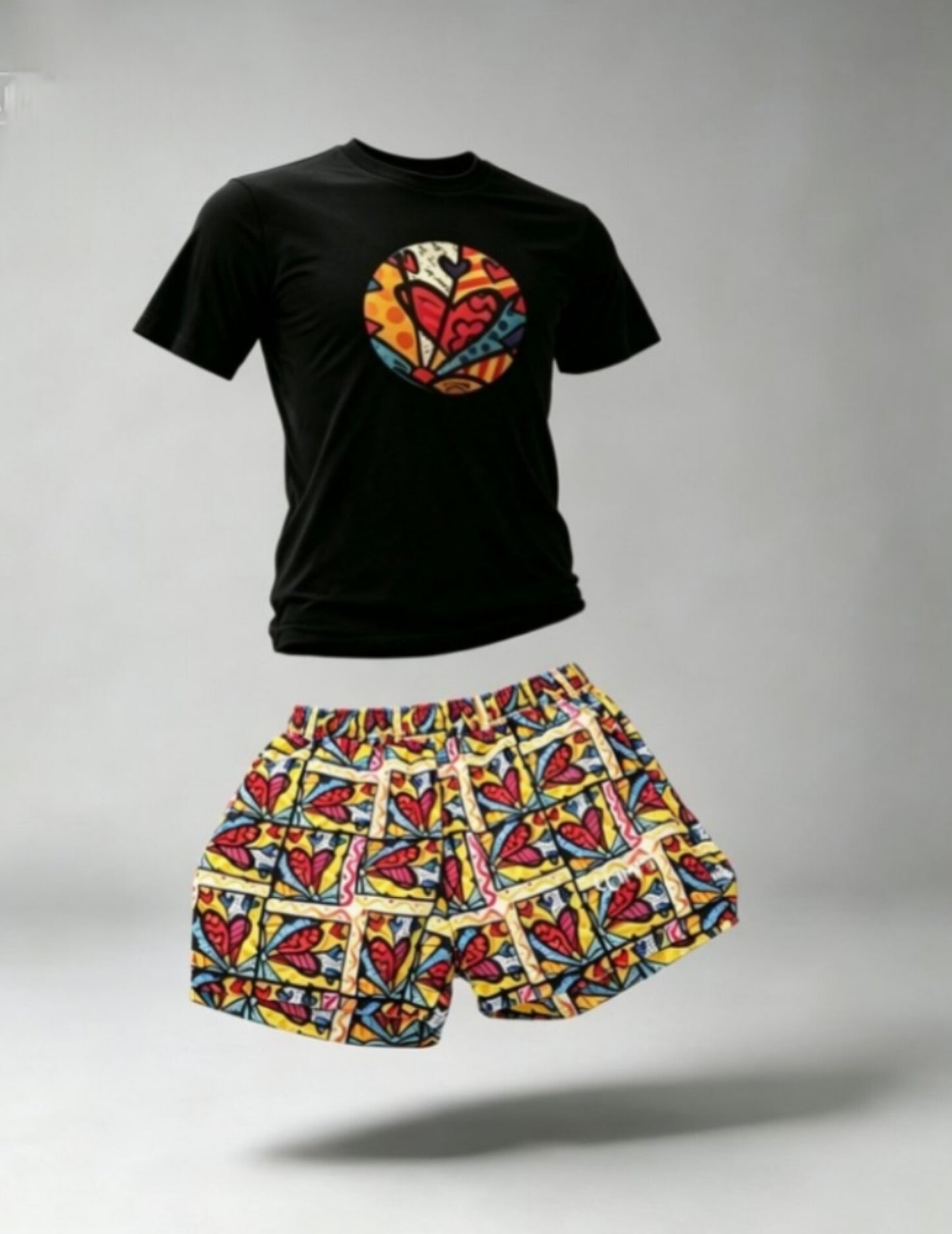 Heart Print Tees + Shorts Sets