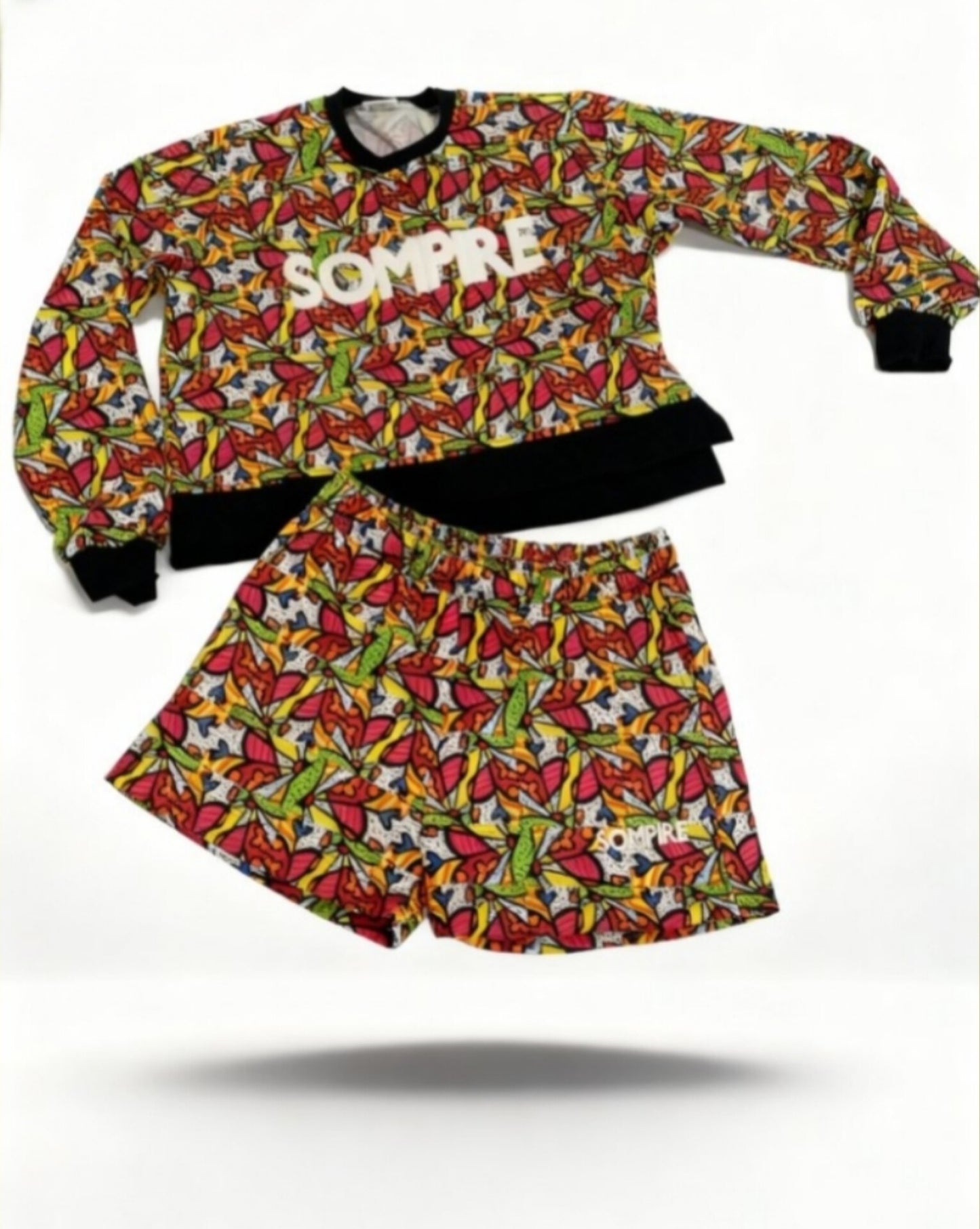 Pink Heart Print Short Set