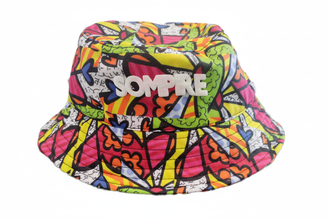 Pink Heart Print- Bucket Hat