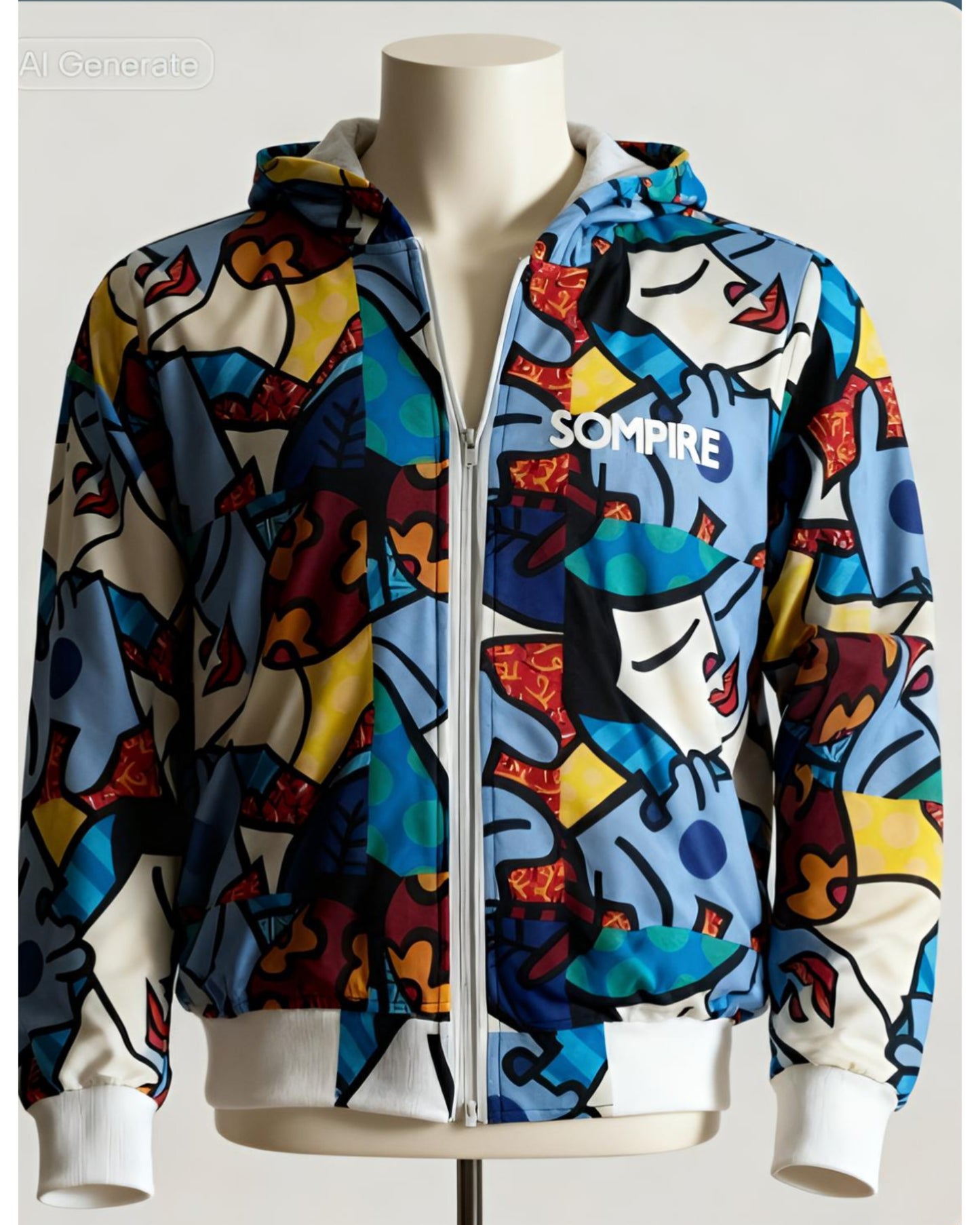 Smiley Face Print Zip Hoodie