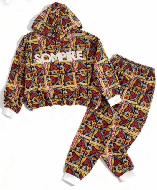 Rainbow Heart Print Tracksuit Set