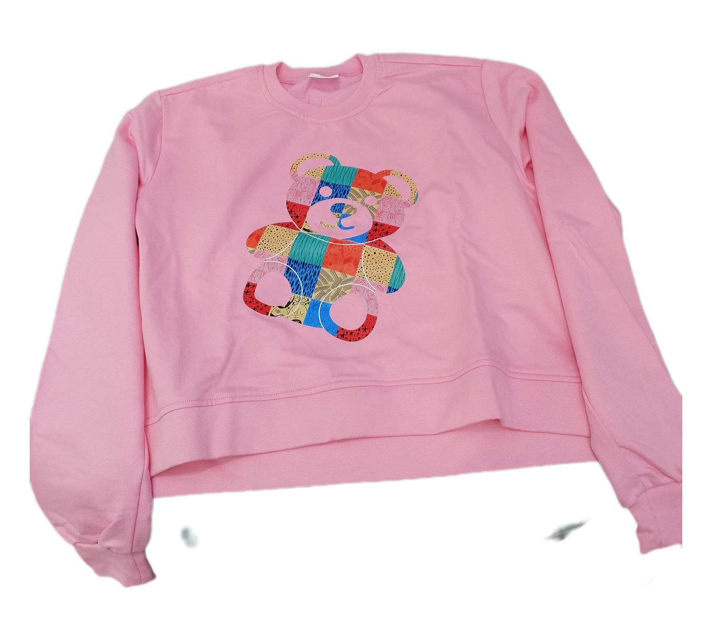 Teddy Print Cropped Sweater