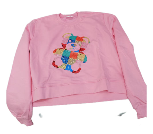 Teddy Print Cropped Sweater