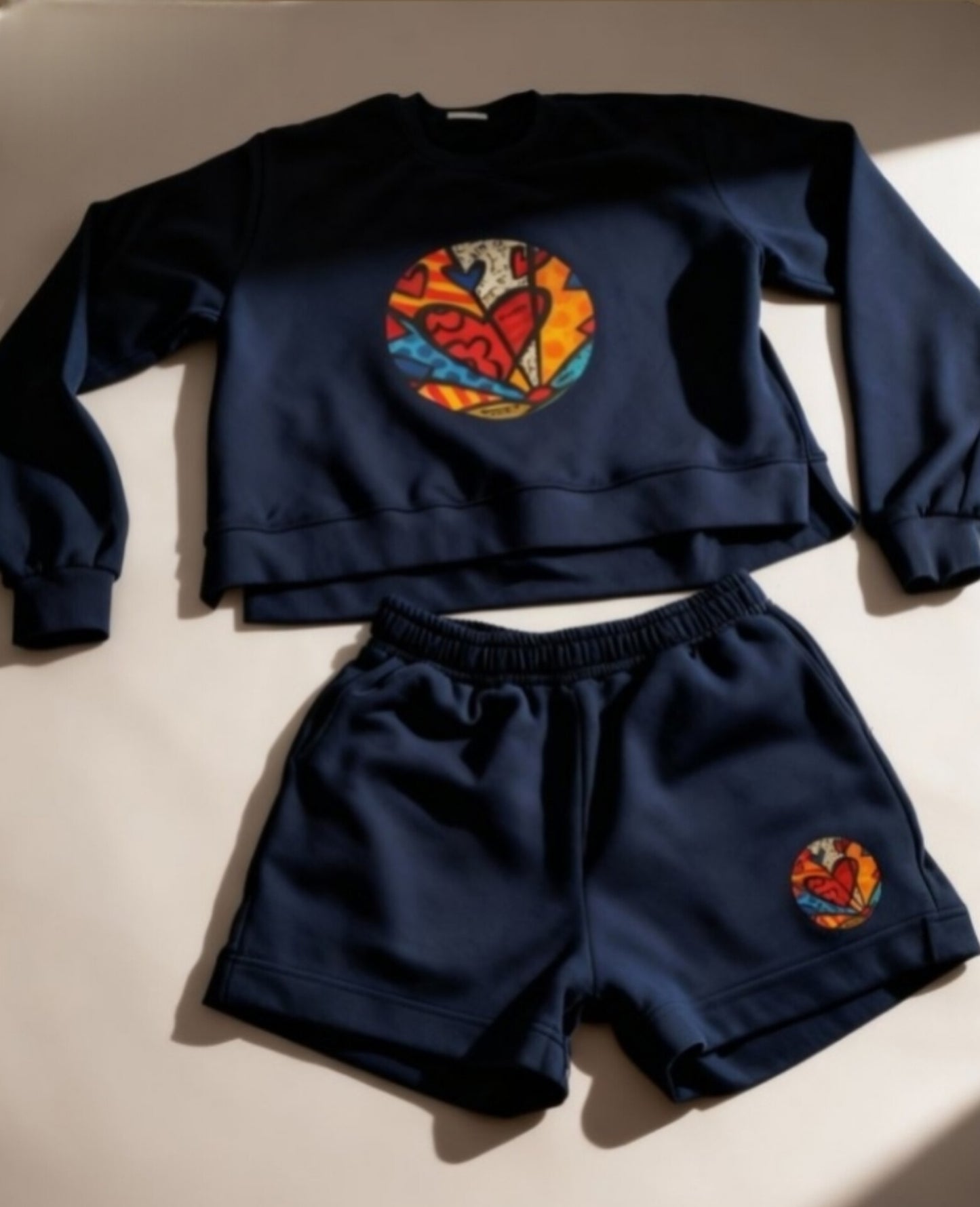 Heart Print Shorts Set