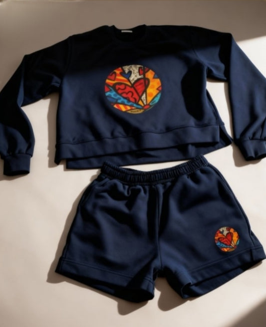 Heart Print Shorts Set