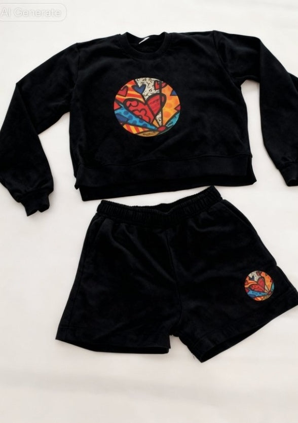 Heart Print Shorts Set