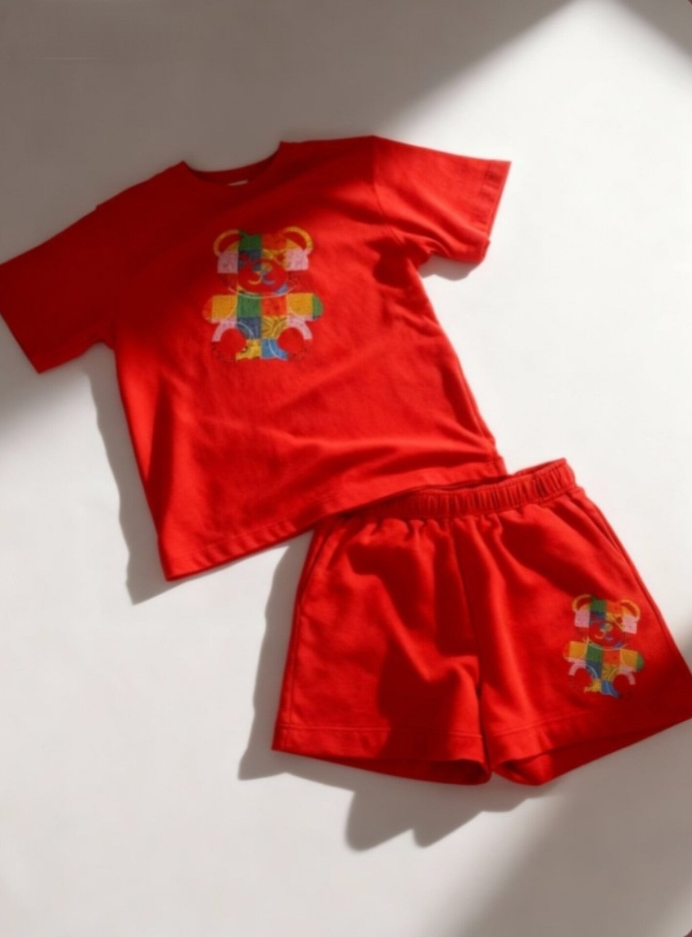 Teddy Print Shorts / T-Shirt Set