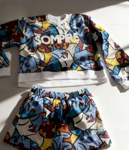 Smiley Face Print - Shorts Set